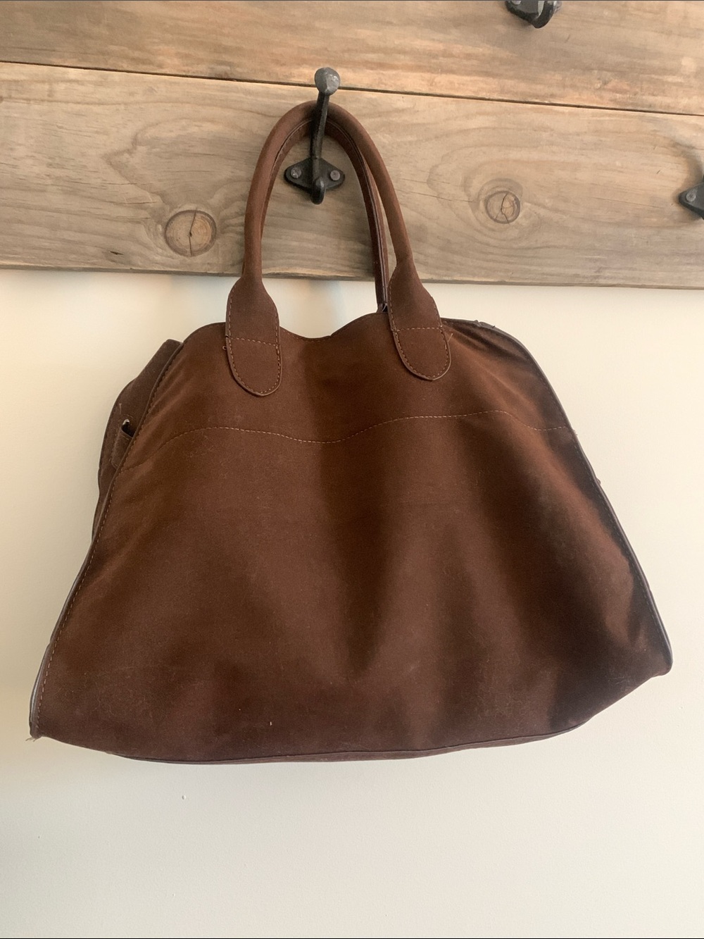 SHEIN Dark Brown Suede Tote Bag for Women